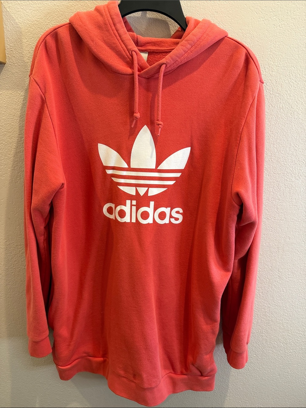 adidas Coral Red Trefoil Crewneck Hoodie unisex